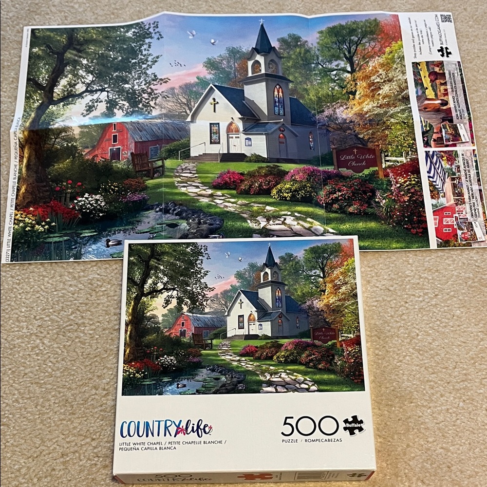 Country Life Little White Chapel 500-Piece Puzzle Buffalo